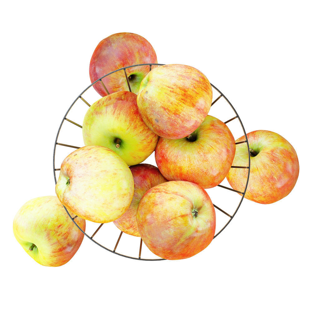 Apples In A Round Metal Vase 3D model_4