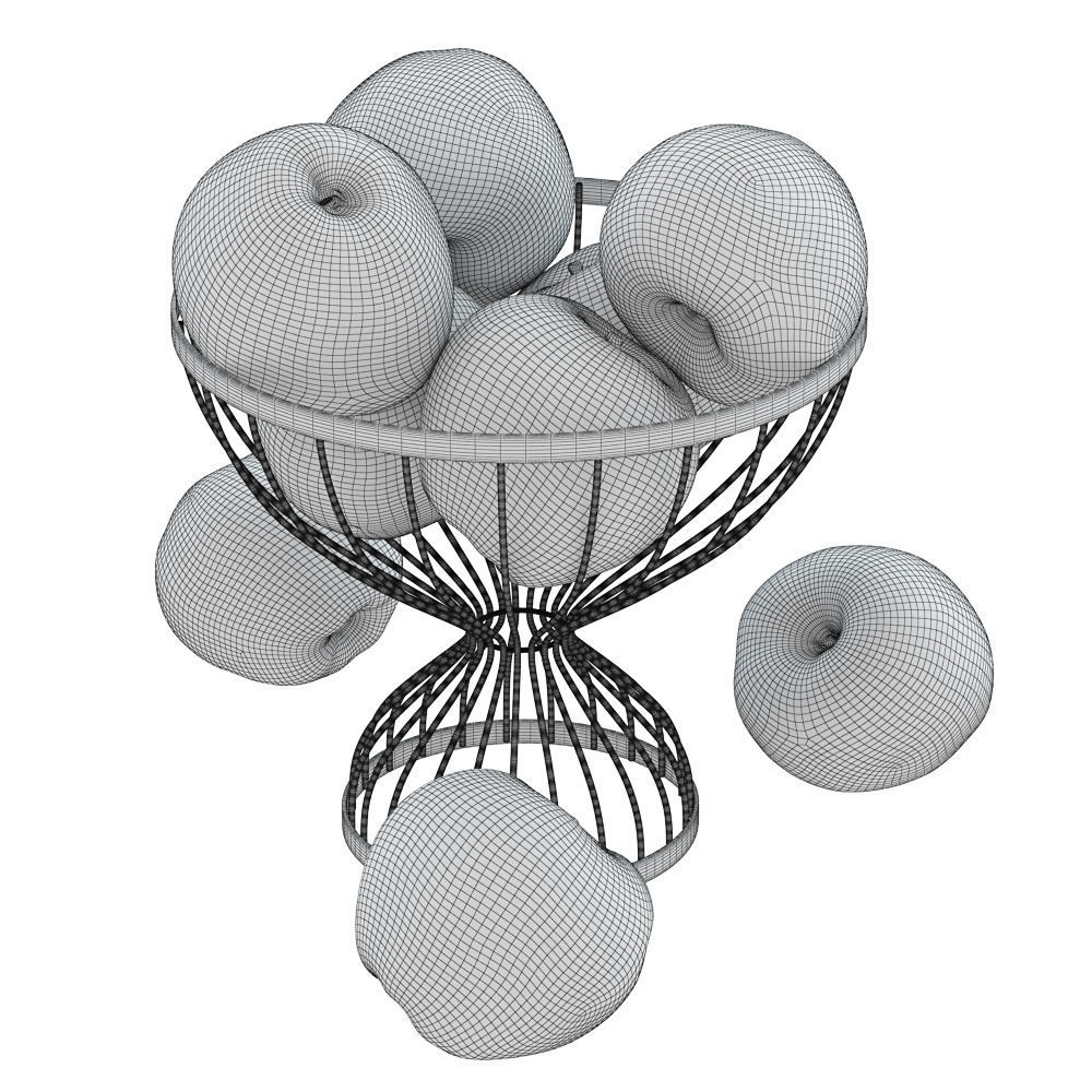 Apples In A Round Metal Vase 3D model_6