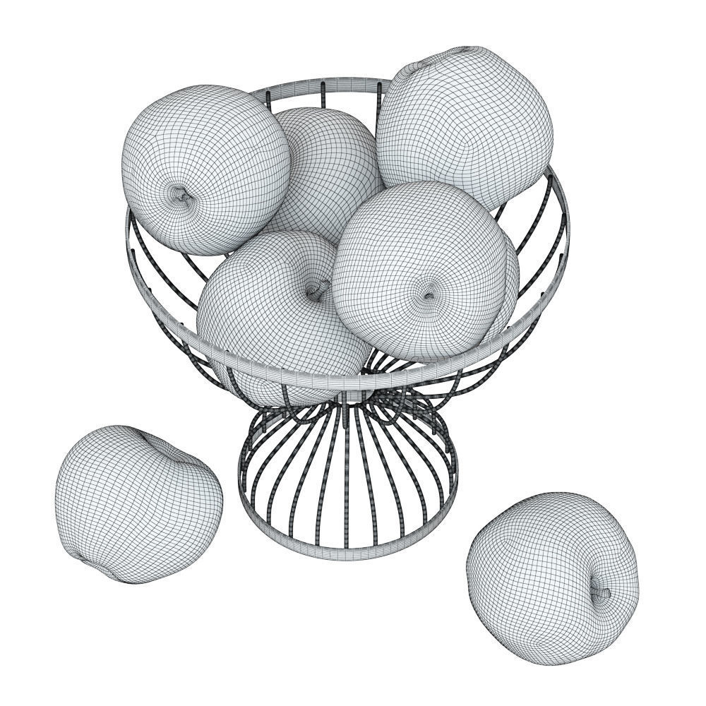 Apples In A Round Metal Vase 3D model_7