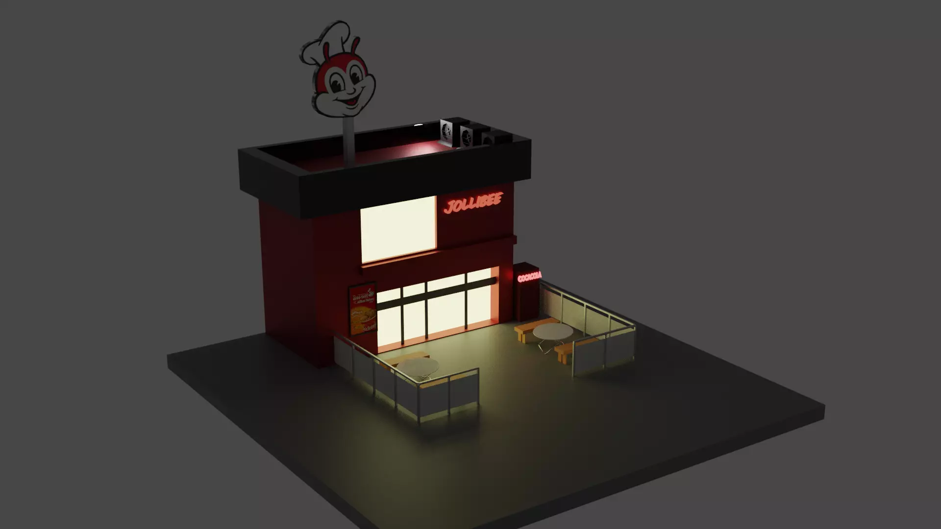 Jollibee Restaurant  Low-poly 3D model_0