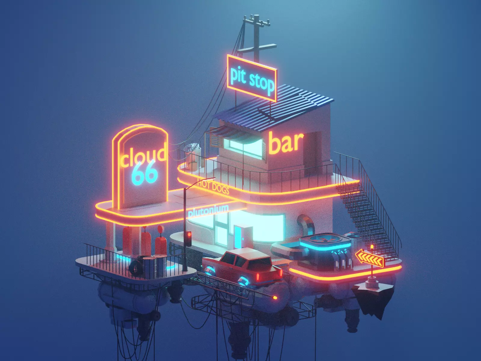 Cloud 66 Low-poly 3D model_0