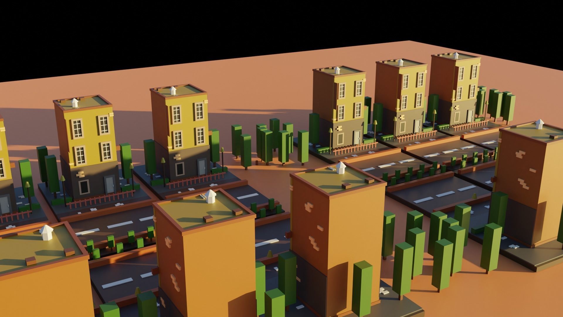 Household Colony Low-poly 3D model_1