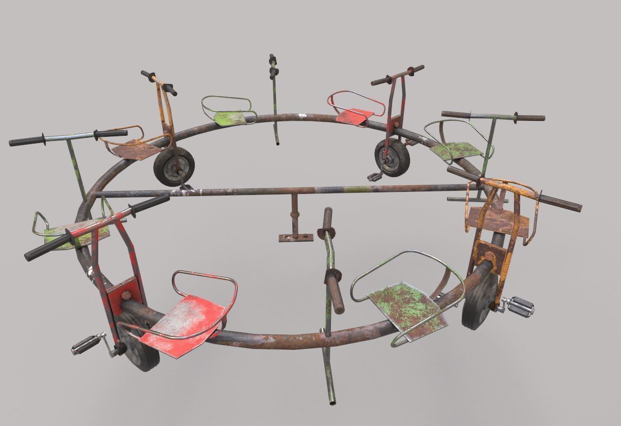 Old Bicycle Merry-Go-Round 3D model_1