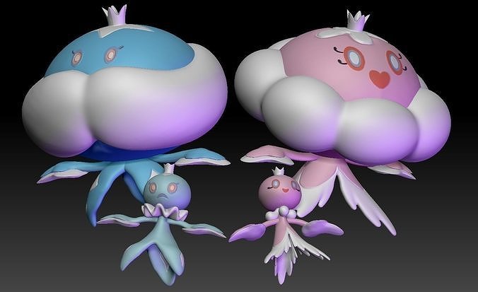 Pokemon Frillish and Jellicent 3D print model