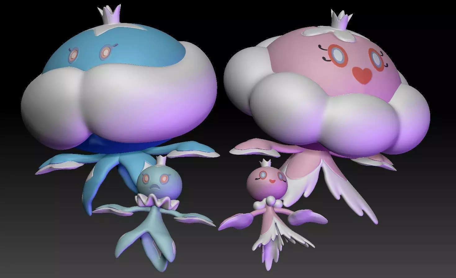 Pokemon Frillish and Jellicent 3D print model_0