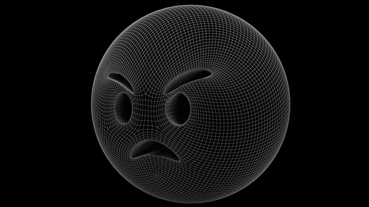 Angry Face 04 Low-poly 3D model_8