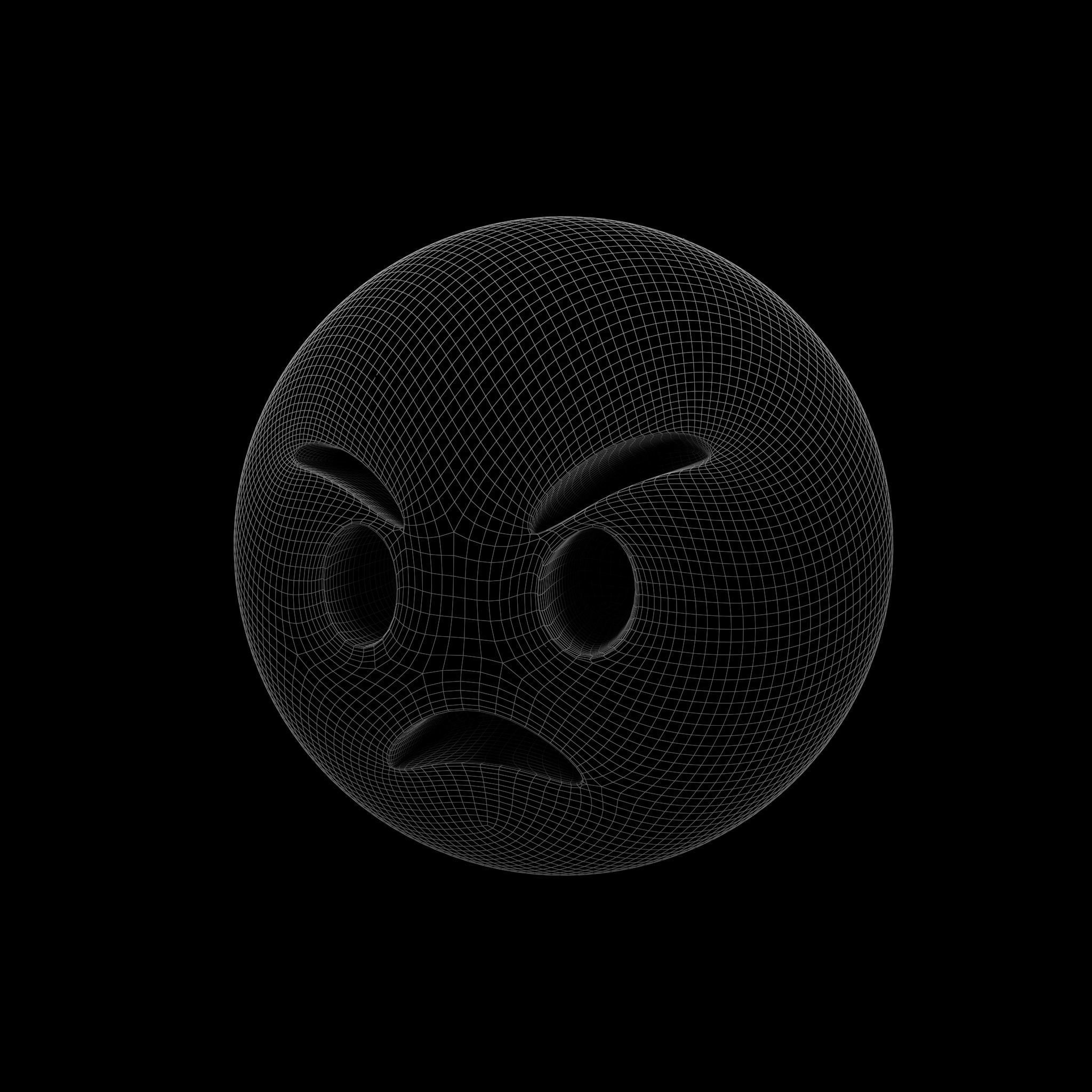 Angry Face 04 Low-poly 3D model_5