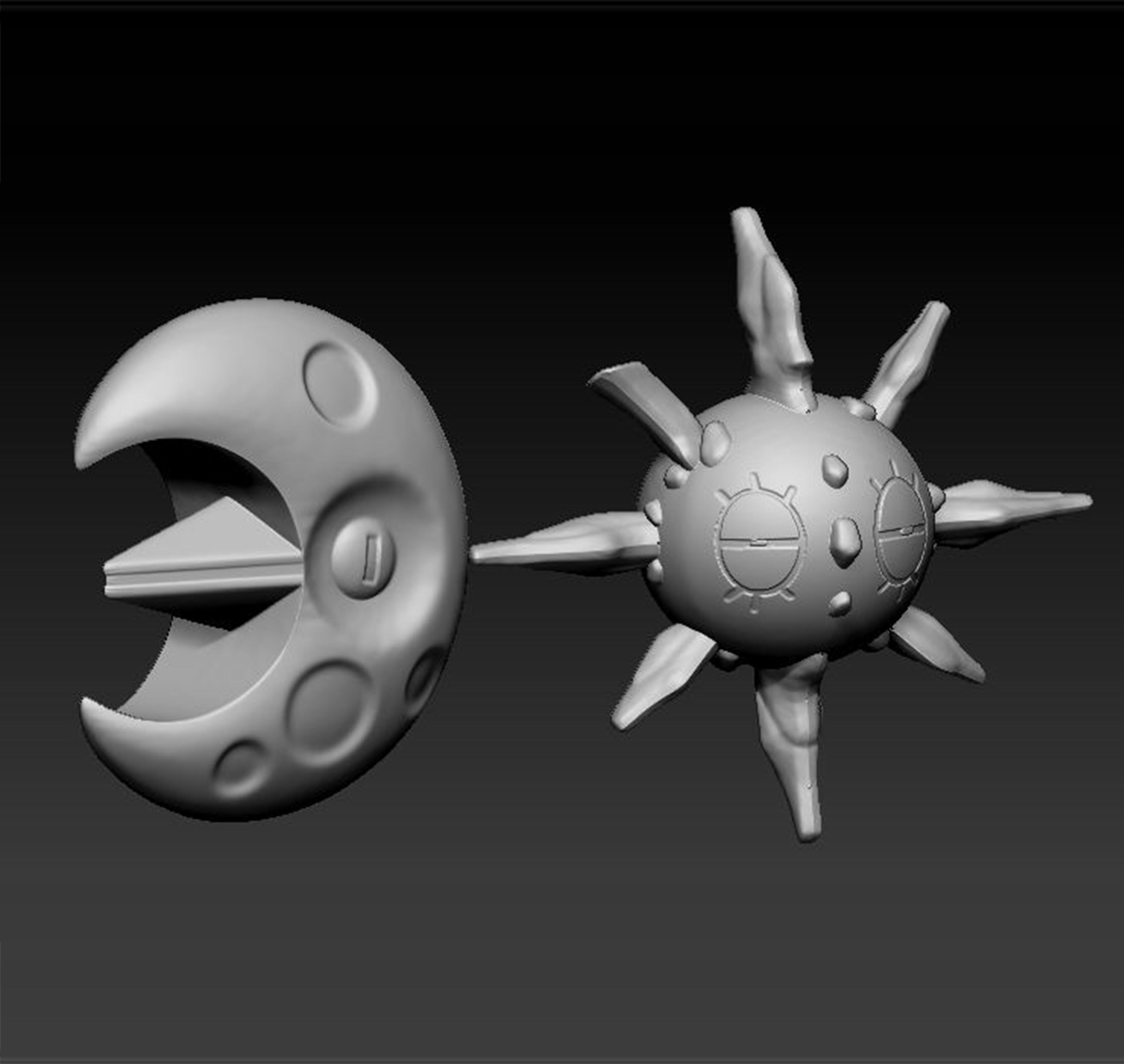 Pokemon Lunatone and Solrock 3D print model_1