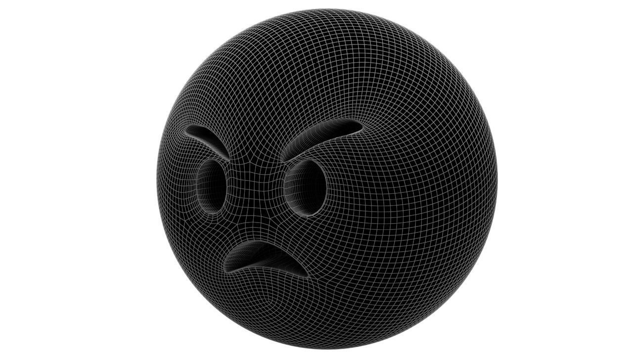 Angry Face 05 Low-poly 3D model_6