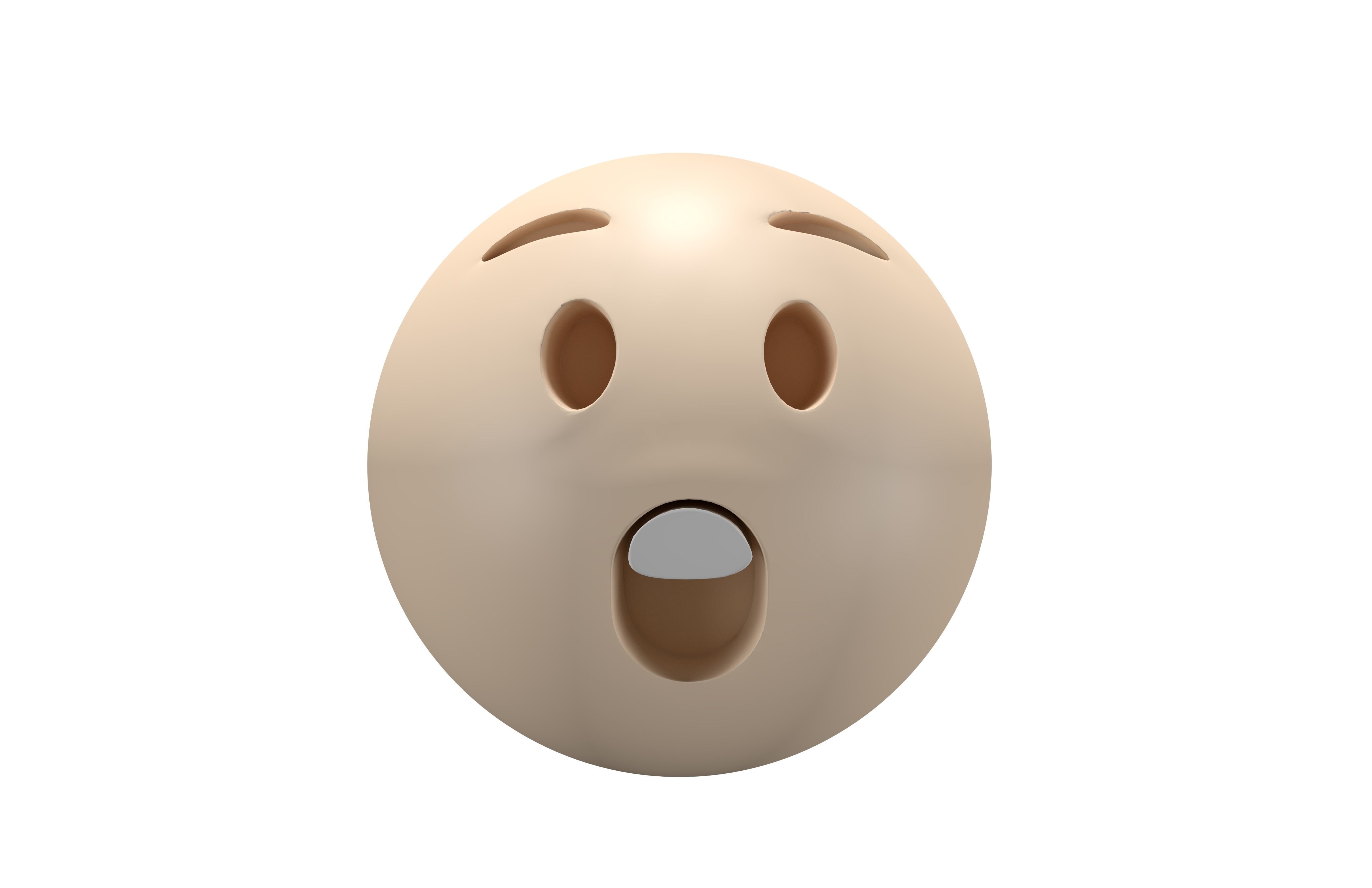 Astonished Face 02 Low-poly 3D model_2