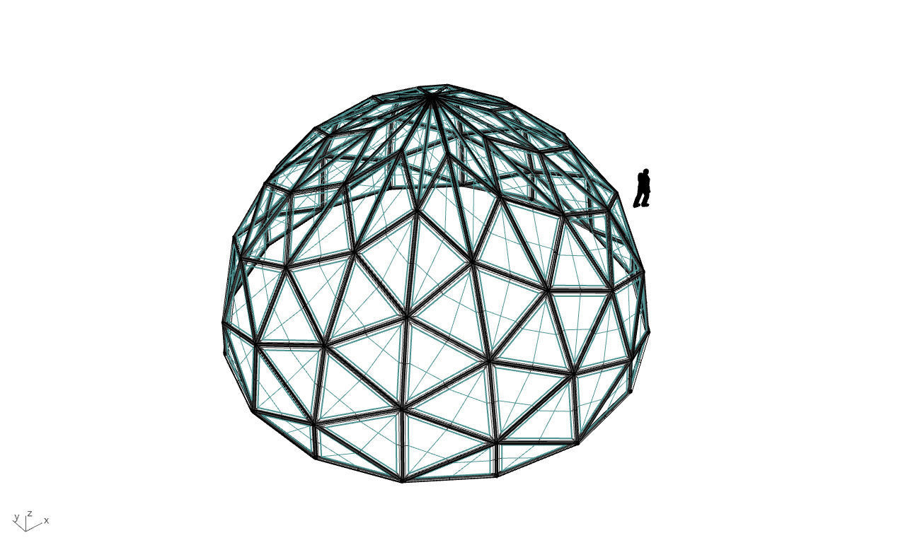 Triangulated Dome Pavilion wireframe structure Glass Panels V2 3D model_72