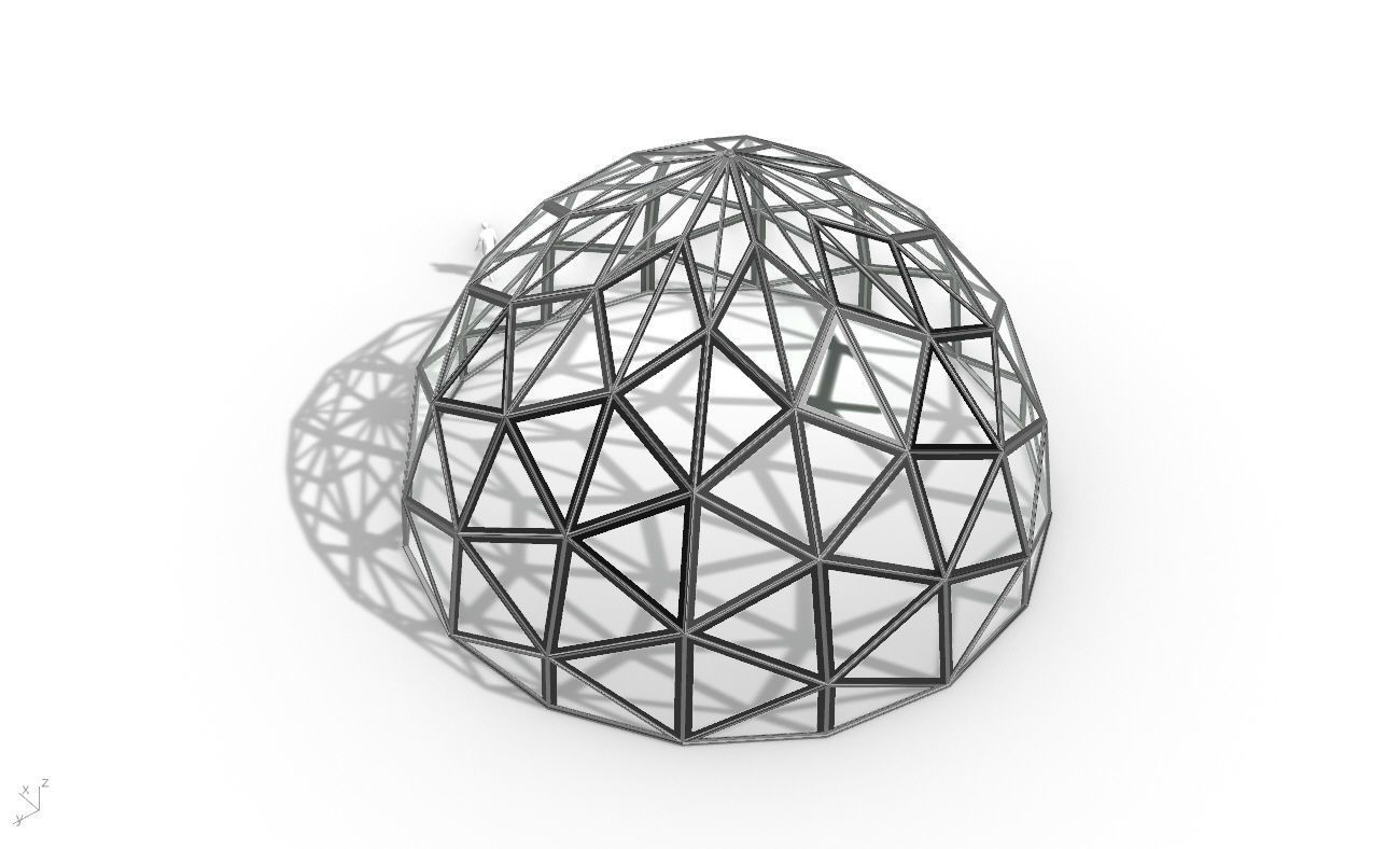 Triangulated Dome Pavilion wireframe structure Glass Panels V2 3D model_27