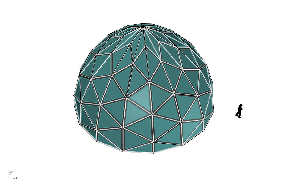 Triangulated Dome Pavilion wireframe structure Glass Panels V2 3D model_55