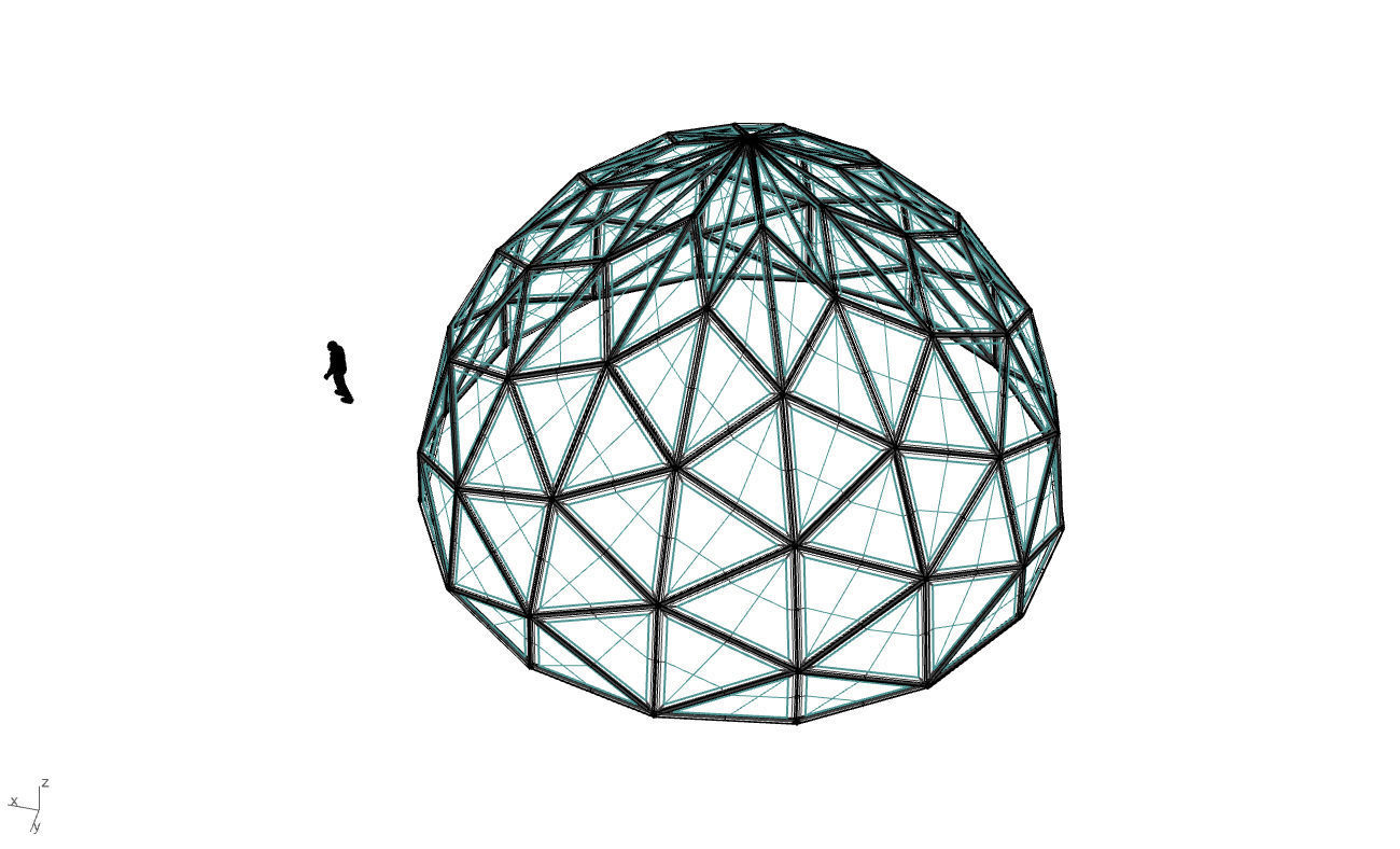 Triangulated Dome Pavilion wireframe structure Glass Panels V2 3D model_65