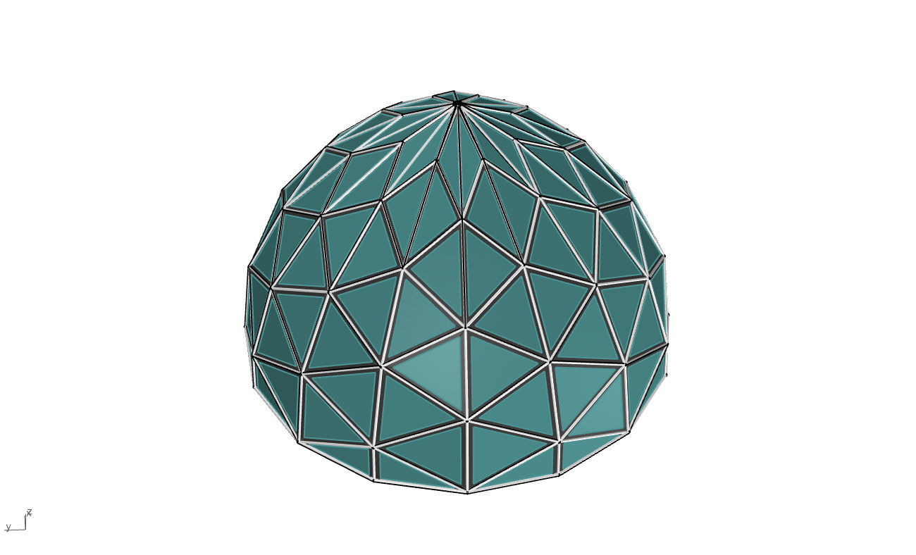 Triangulated Dome Pavilion wireframe structure Glass Panels V2 3D model_49