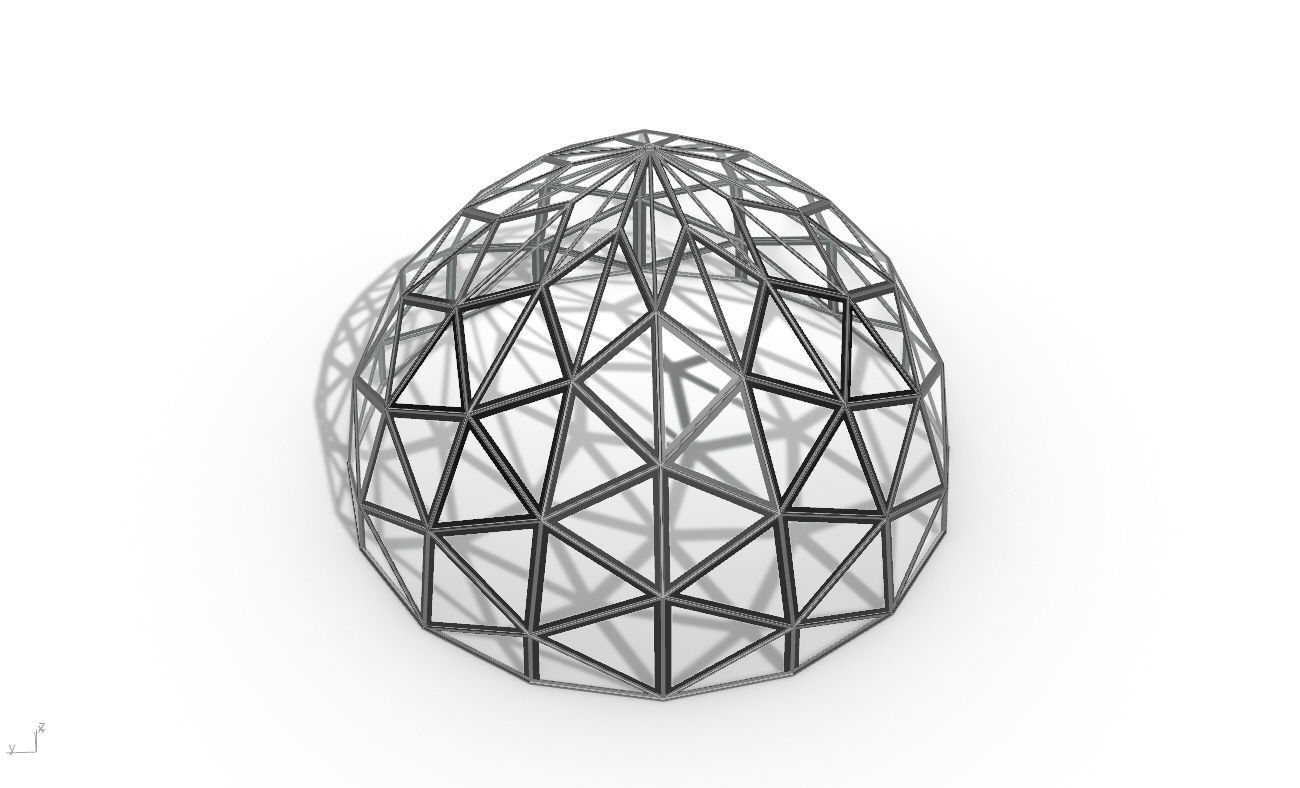 Triangulated Dome Pavilion wireframe structure Glass Panels V2 3D model_29