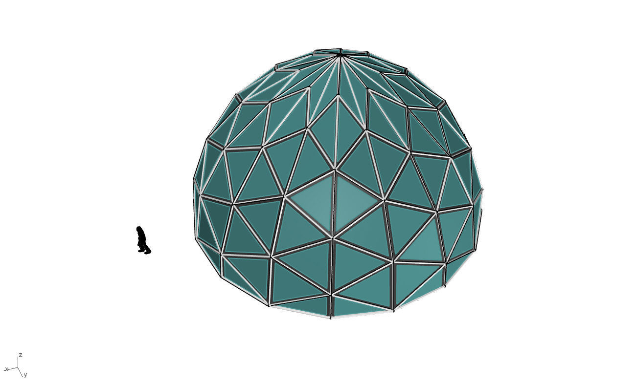 Triangulated Dome Pavilion wireframe structure Glass Panels V2 3D model_43