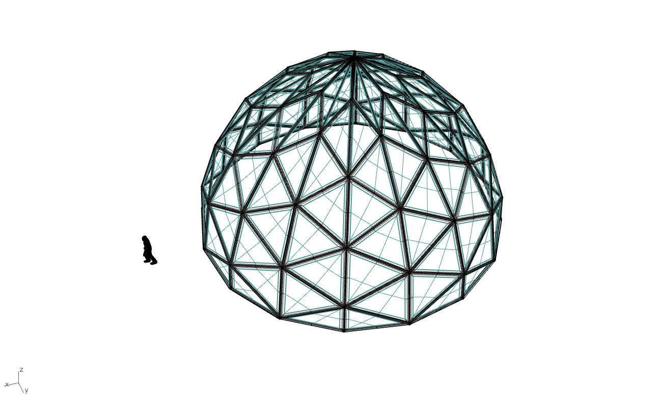 Triangulated Dome Pavilion wireframe structure Glass Panels V2 3D model_63