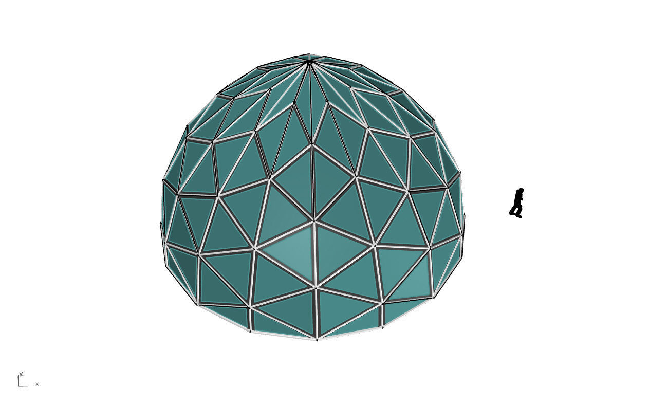 Triangulated Dome Pavilion wireframe structure Glass Panels V2 3D model_54
