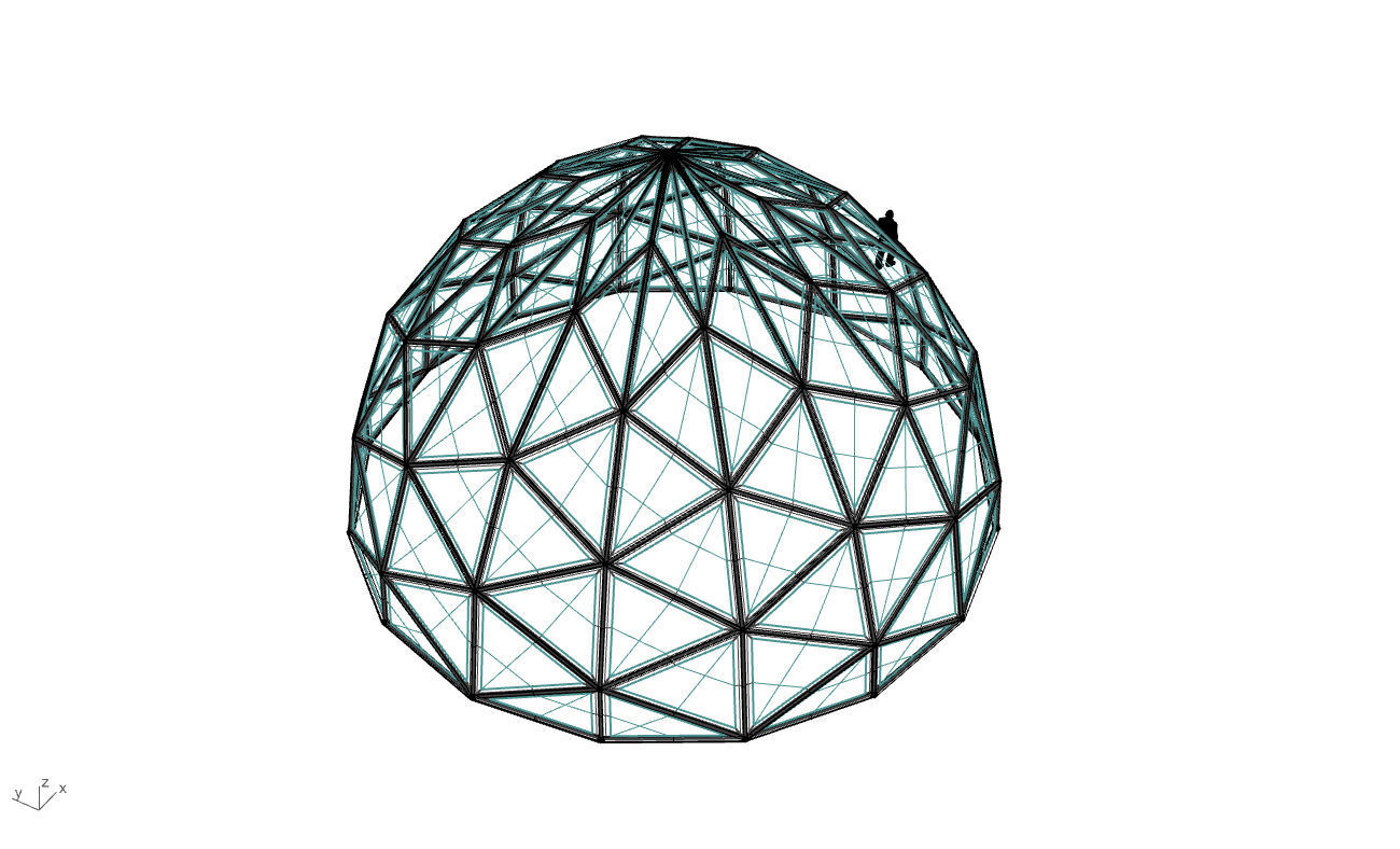 Triangulated Dome Pavilion wireframe structure Glass Panels V2 3D model_71