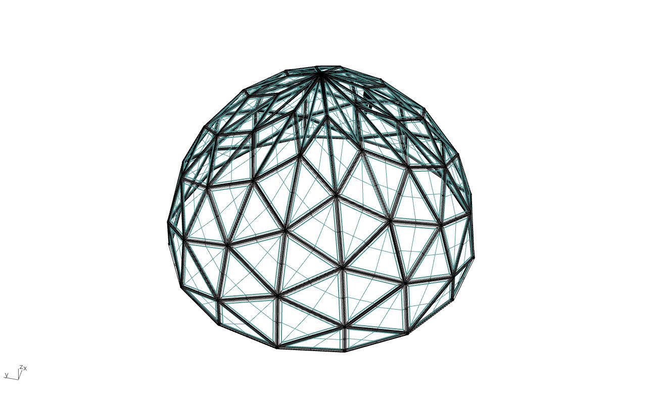 Triangulated Dome Pavilion wireframe structure Glass Panels V2 3D model_70