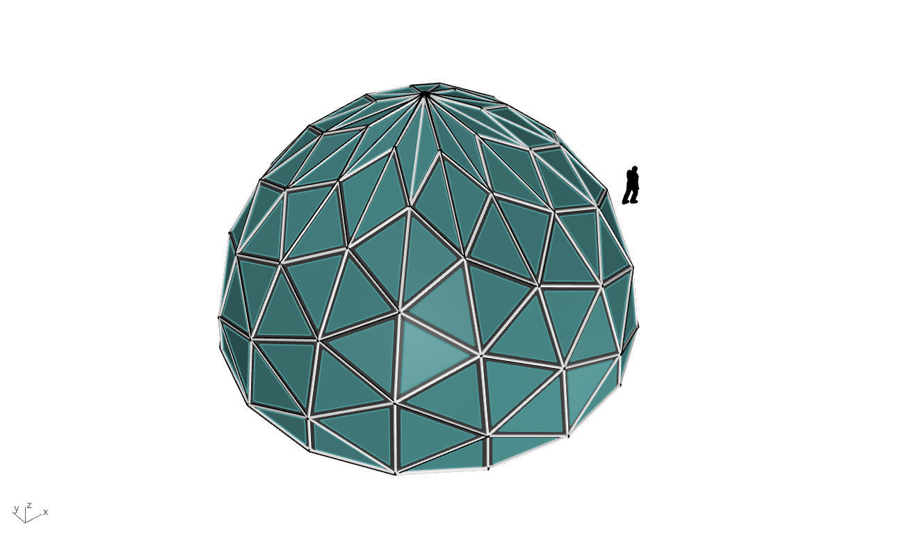 Triangulated Dome Pavilion wireframe structure Glass Panels V2 3D model_52