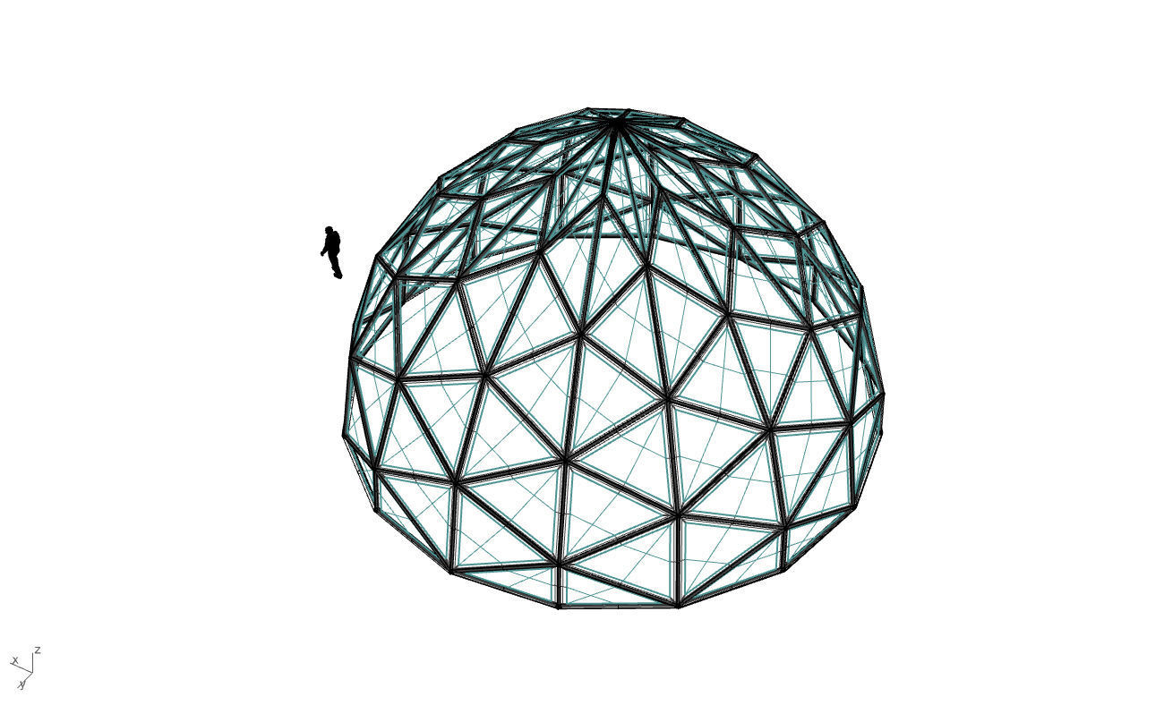 Triangulated Dome Pavilion wireframe structure Glass Panels V2 3D model_66