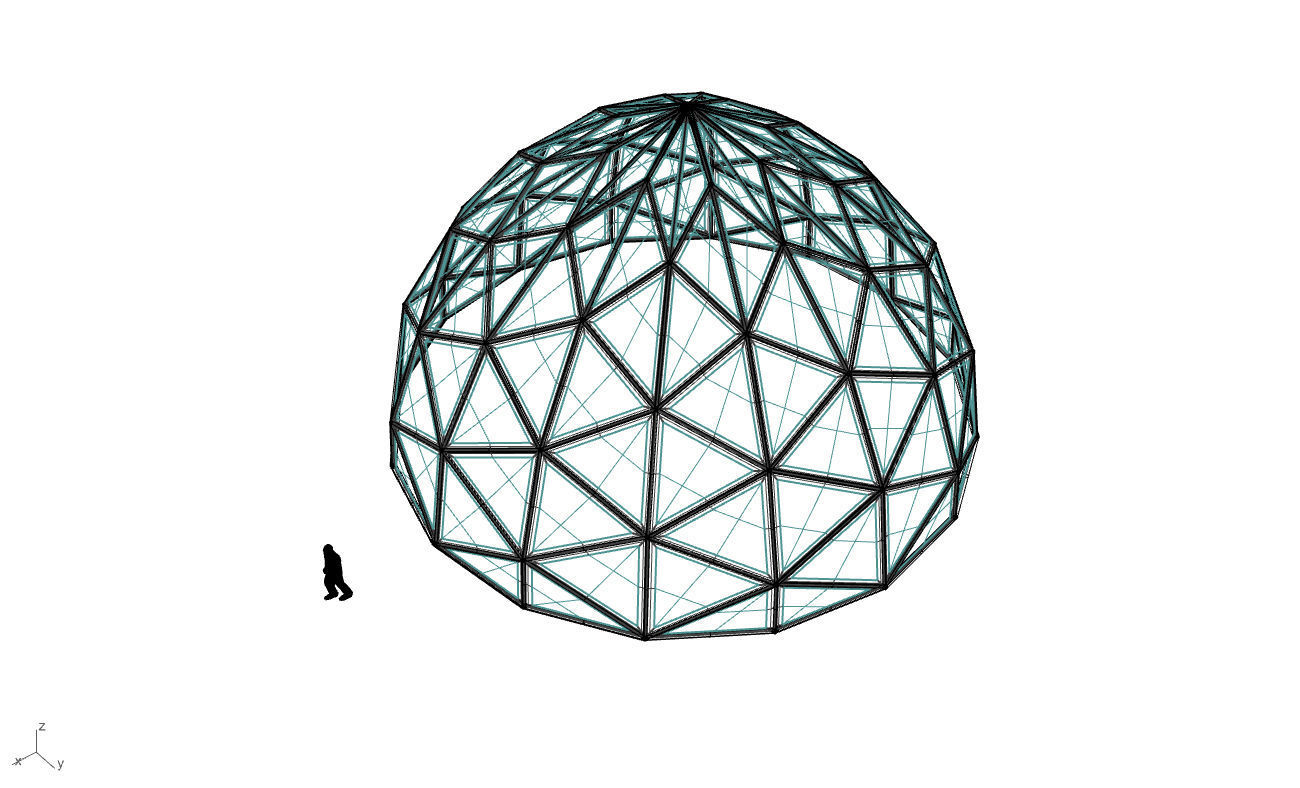 Triangulated Dome Pavilion wireframe structure Glass Panels V2 3D model_62