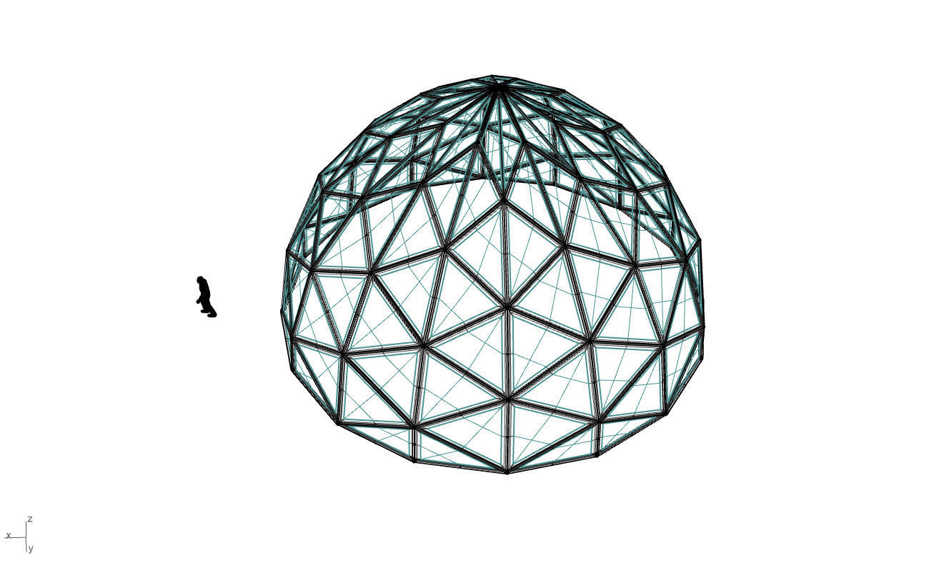 Triangulated Dome Pavilion wireframe structure Glass Panels V2 3D model_64