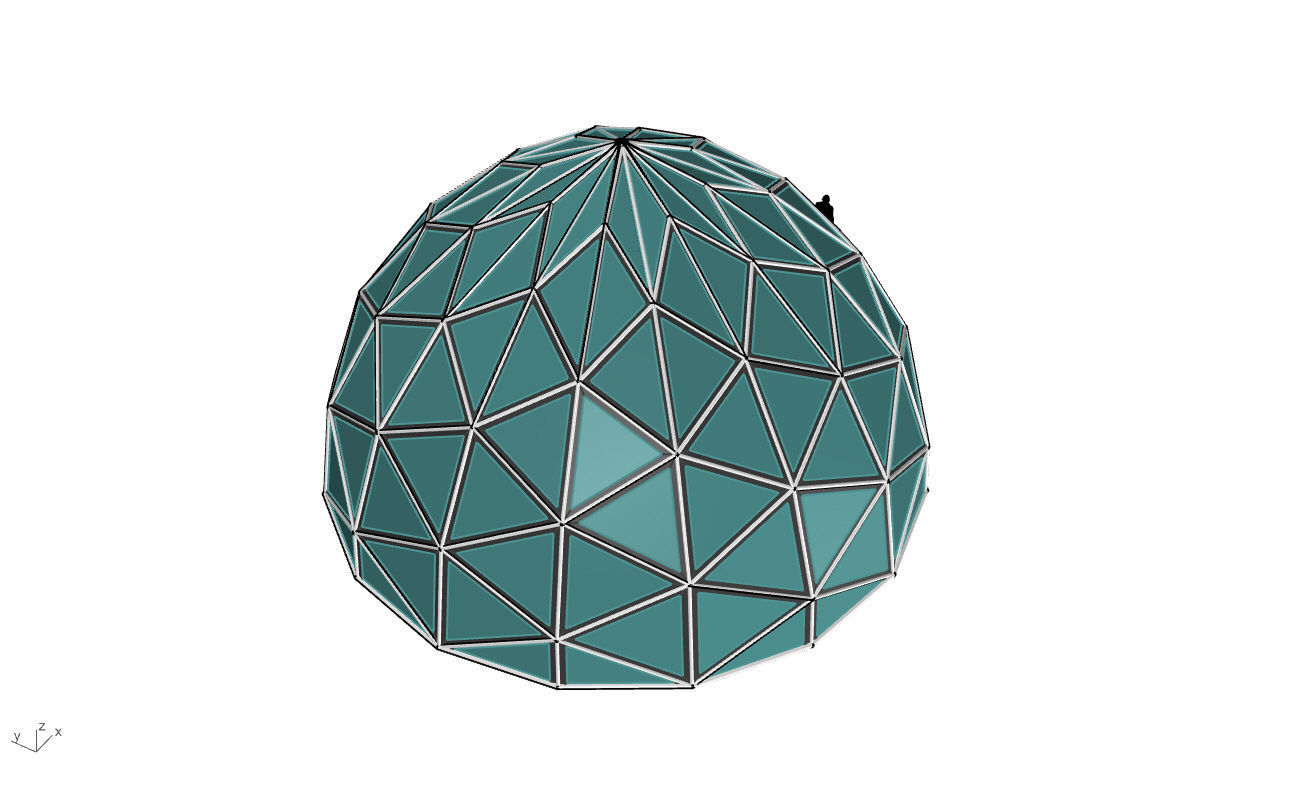Triangulated Dome Pavilion wireframe structure Glass Panels V2 3D model_51