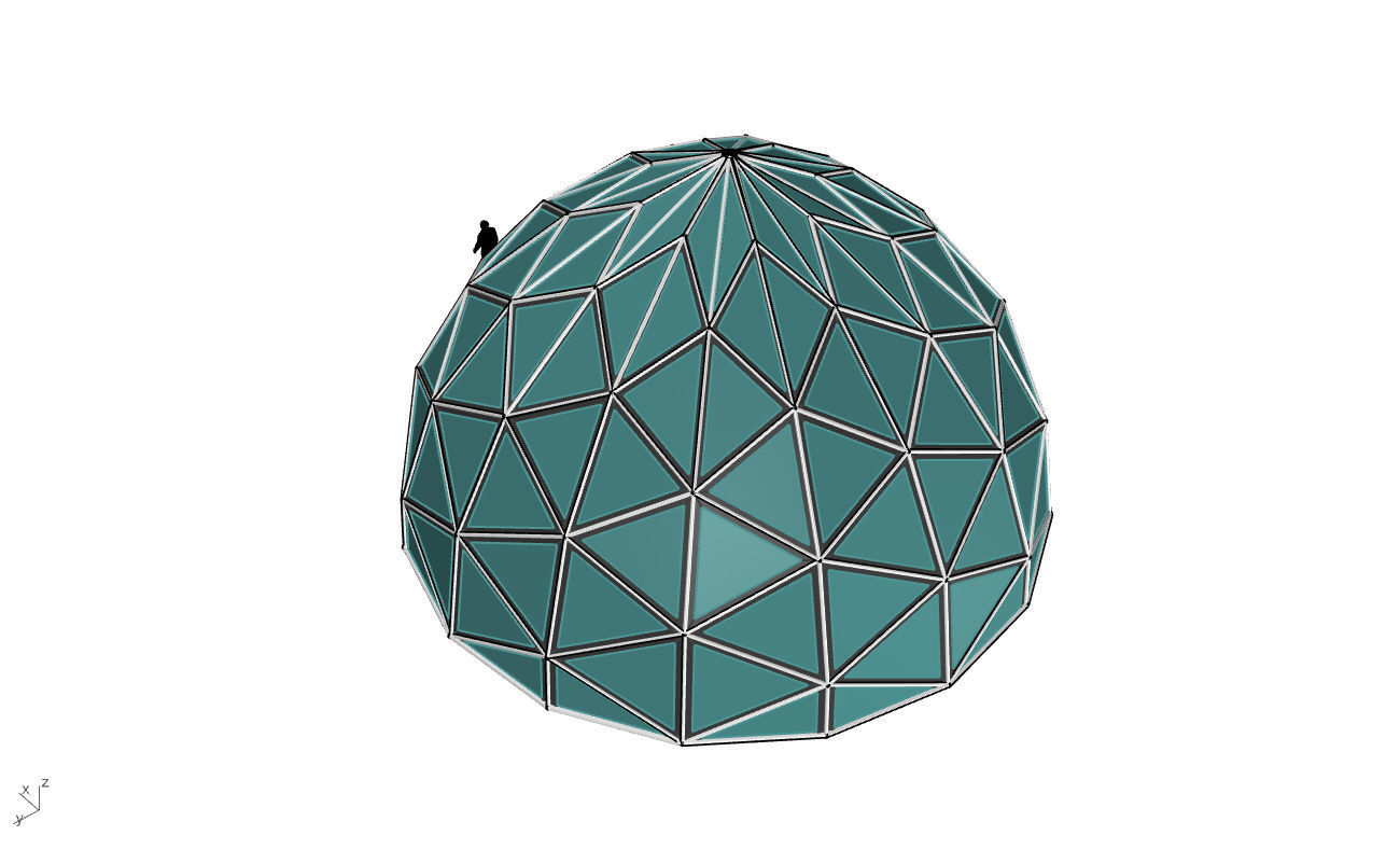 Triangulated Dome Pavilion wireframe structure Glass Panels V2 3D model_47