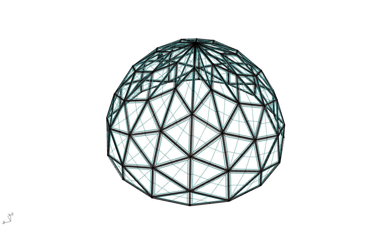 Triangulated Dome Pavilion wireframe structure Glass Panels V2 3D model_68