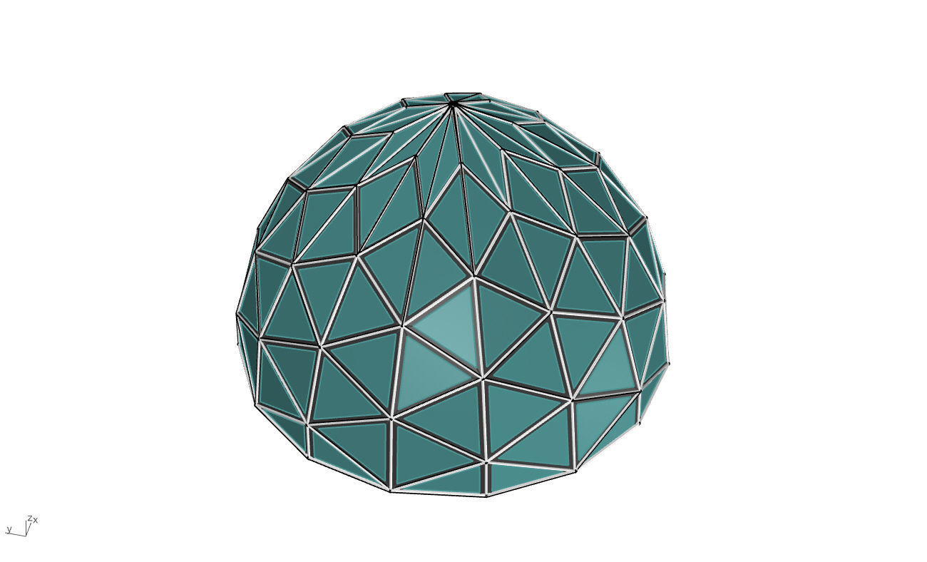 Triangulated Dome Pavilion wireframe structure Glass Panels V2 3D model_50