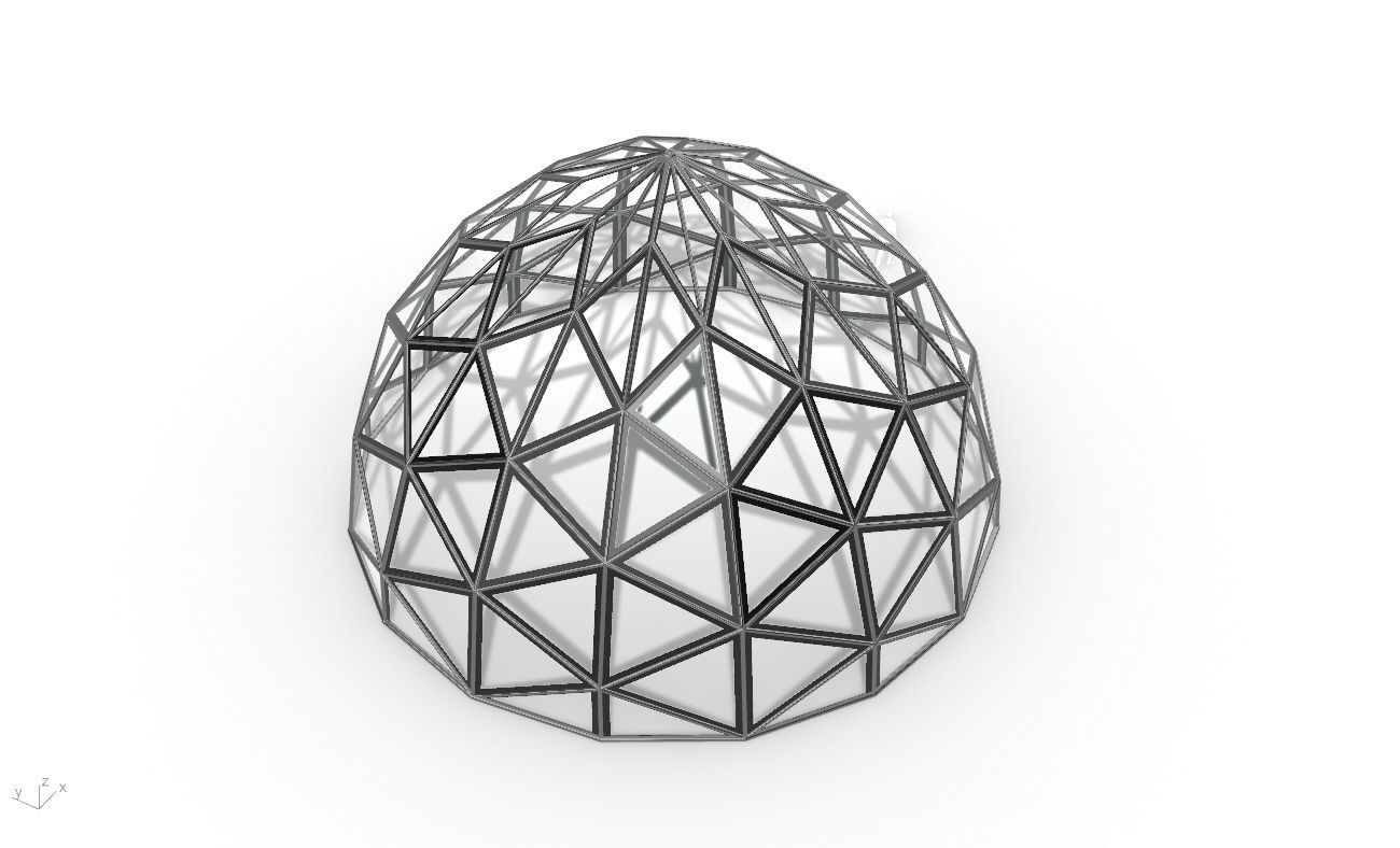 Triangulated Dome Pavilion wireframe structure Glass Panels V2 3D model_31