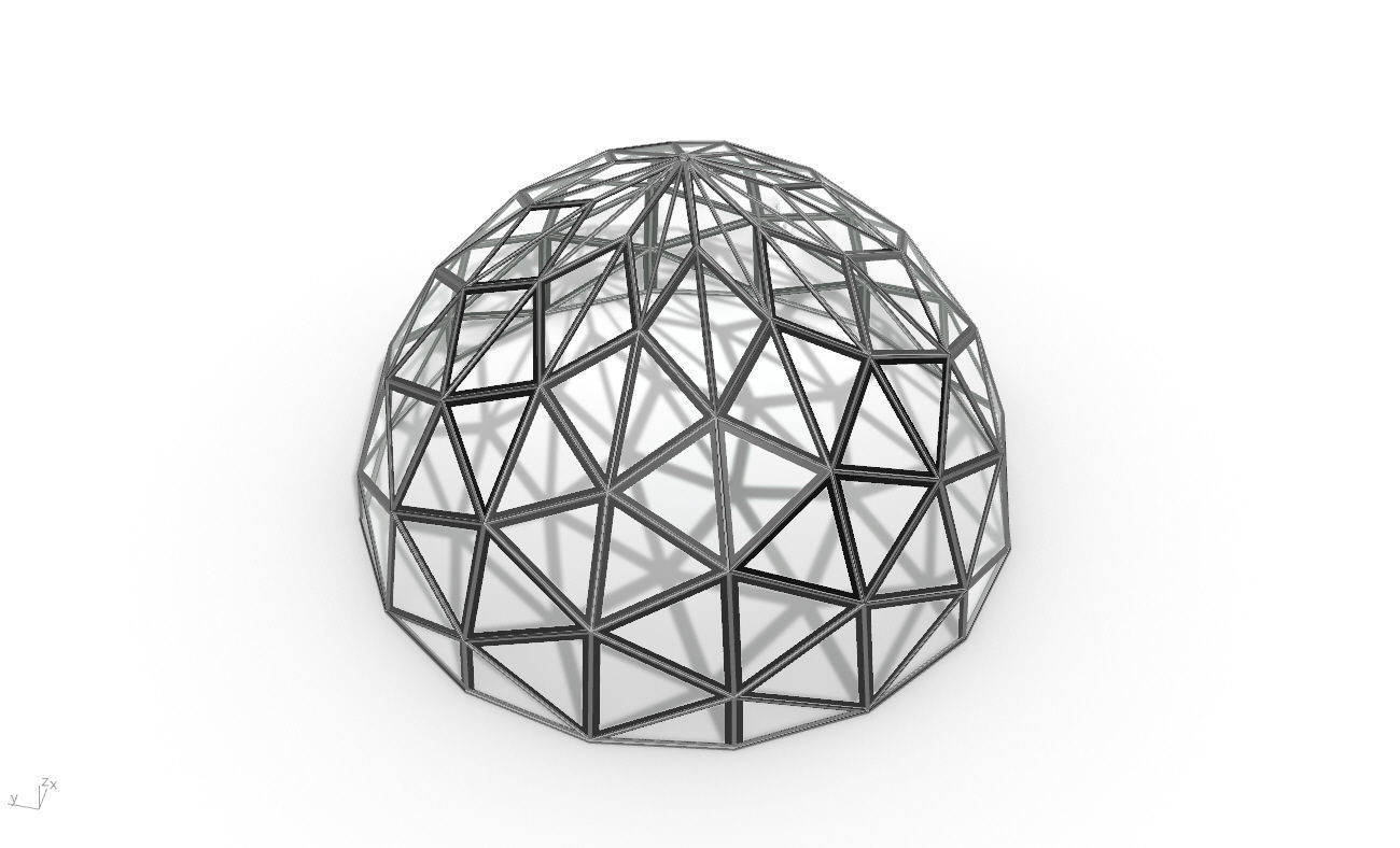 Triangulated Dome Pavilion wireframe structure Glass Panels V2 3D model_30