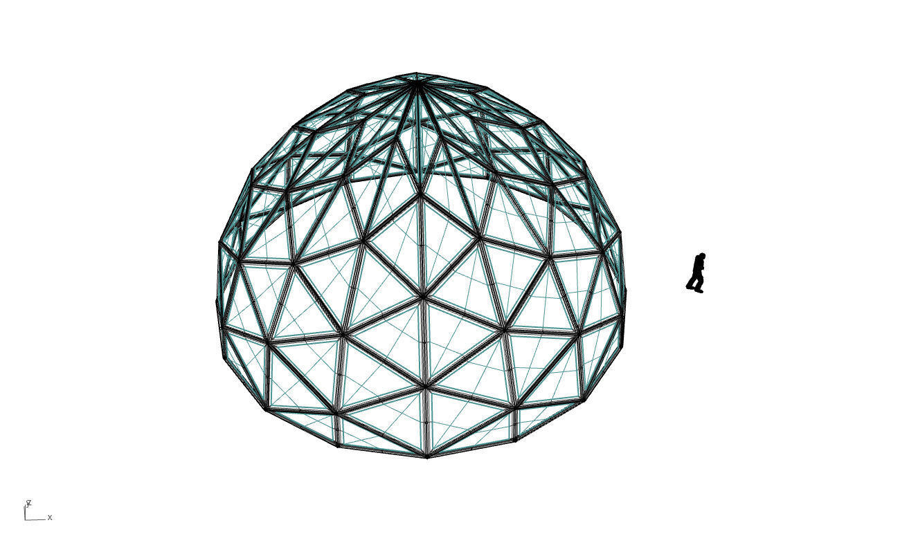 Triangulated Dome Pavilion wireframe structure Glass Panels V2 3D model_74