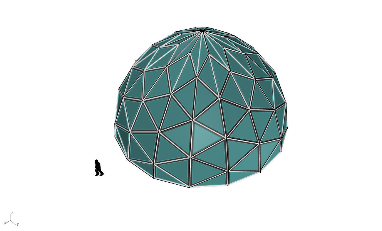 Triangulated Dome Pavilion wireframe structure Glass Panels V2 3D model_42
