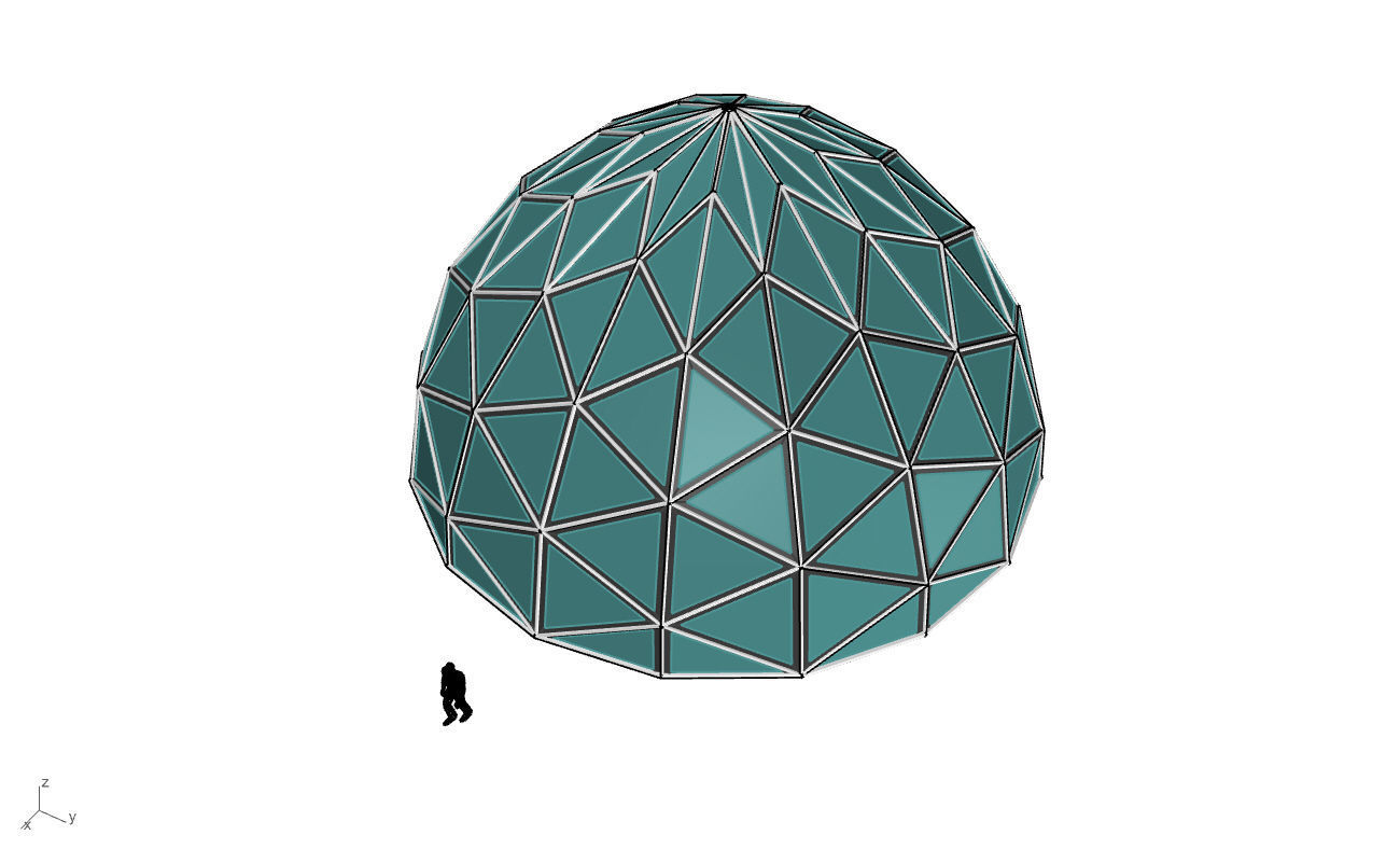 Triangulated Dome Pavilion wireframe structure Glass Panels V2 3D model_41