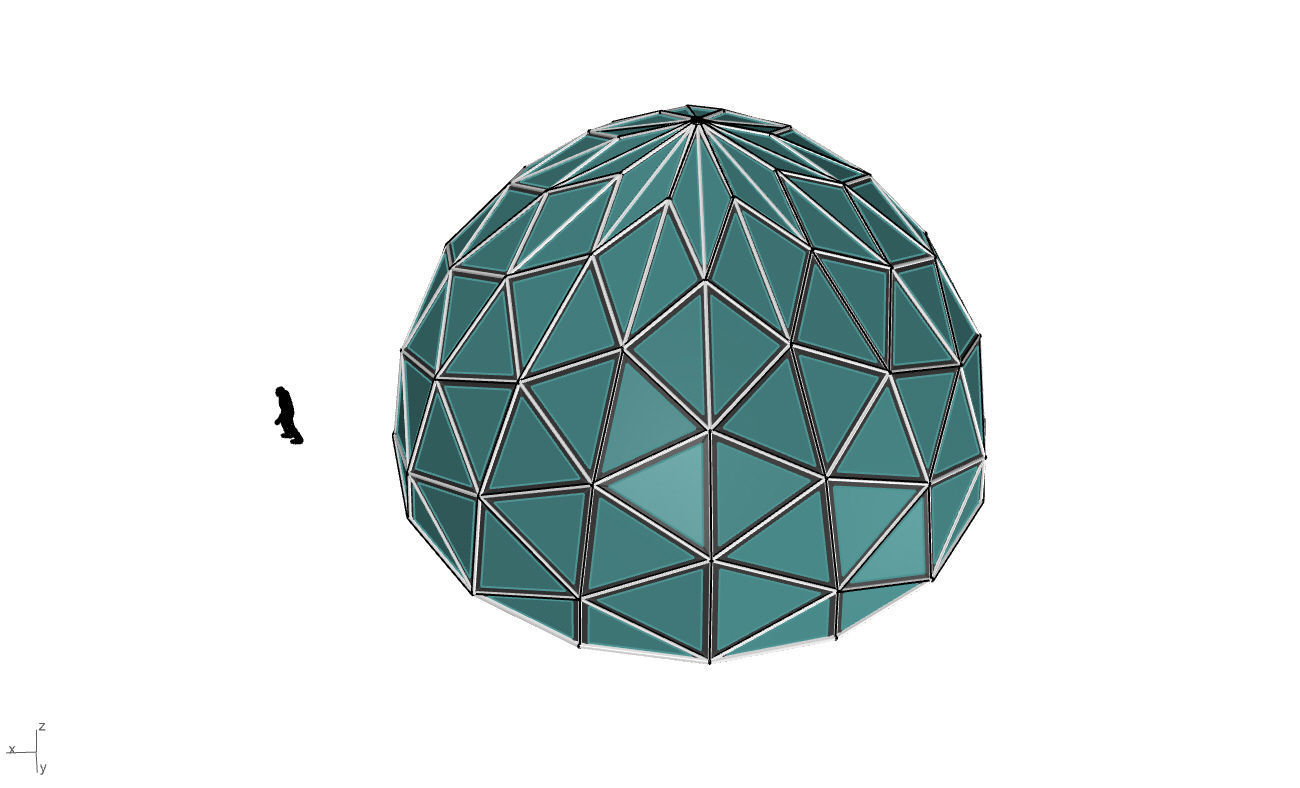 Triangulated Dome Pavilion wireframe structure Glass Panels V2 3D model_44
