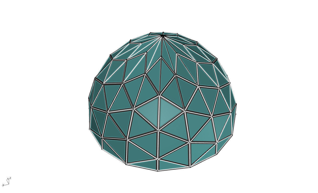 Triangulated Dome Pavilion wireframe structure Glass Panels V2 3D model_48