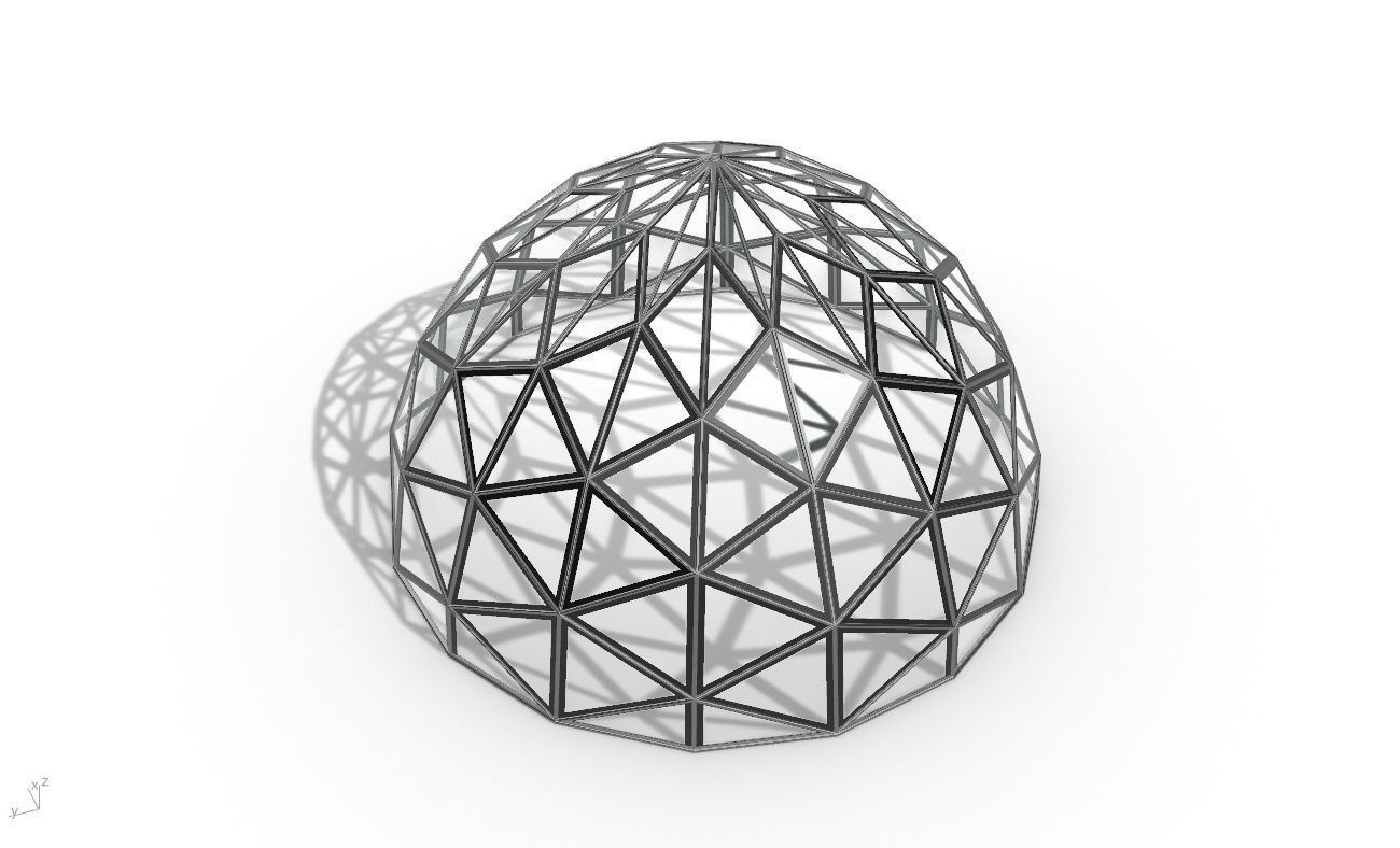 Triangulated Dome Pavilion wireframe structure Glass Panels V2 3D model_28