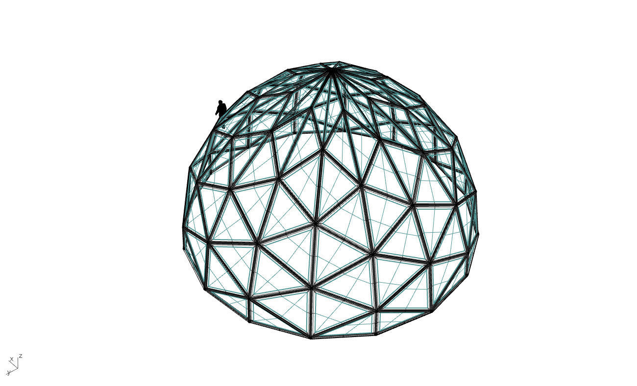 Triangulated Dome Pavilion wireframe structure Glass Panels V2 3D model_67