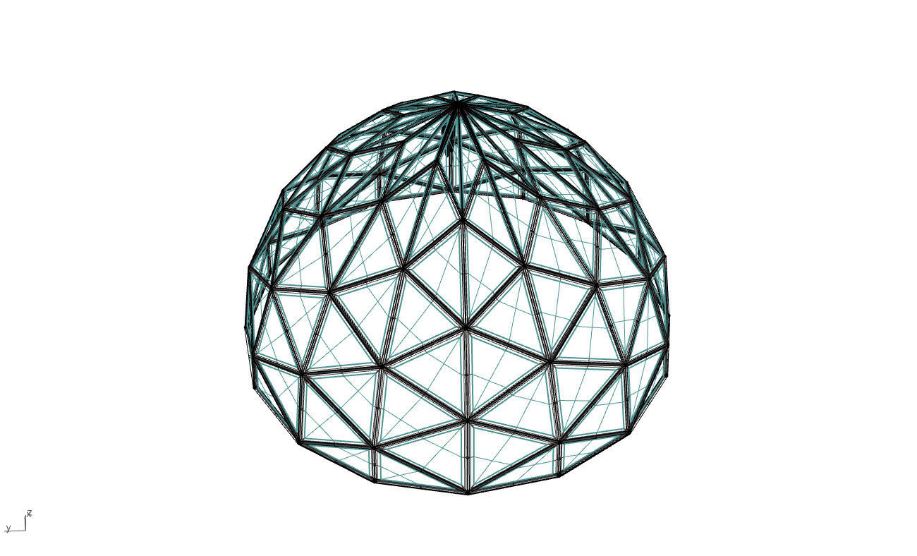 Triangulated Dome Pavilion wireframe structure Glass Panels V2 3D model_69