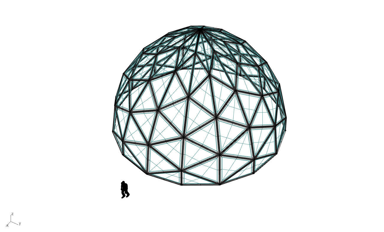 Triangulated Dome Pavilion wireframe structure Glass Panels V2 3D model_61