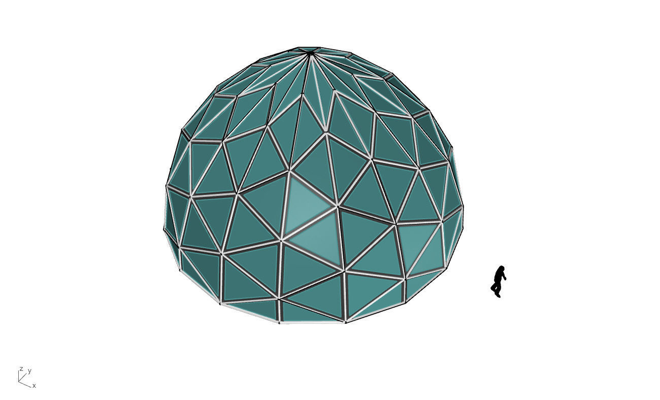Triangulated Dome Pavilion wireframe structure Glass Panels V2 3D model_56