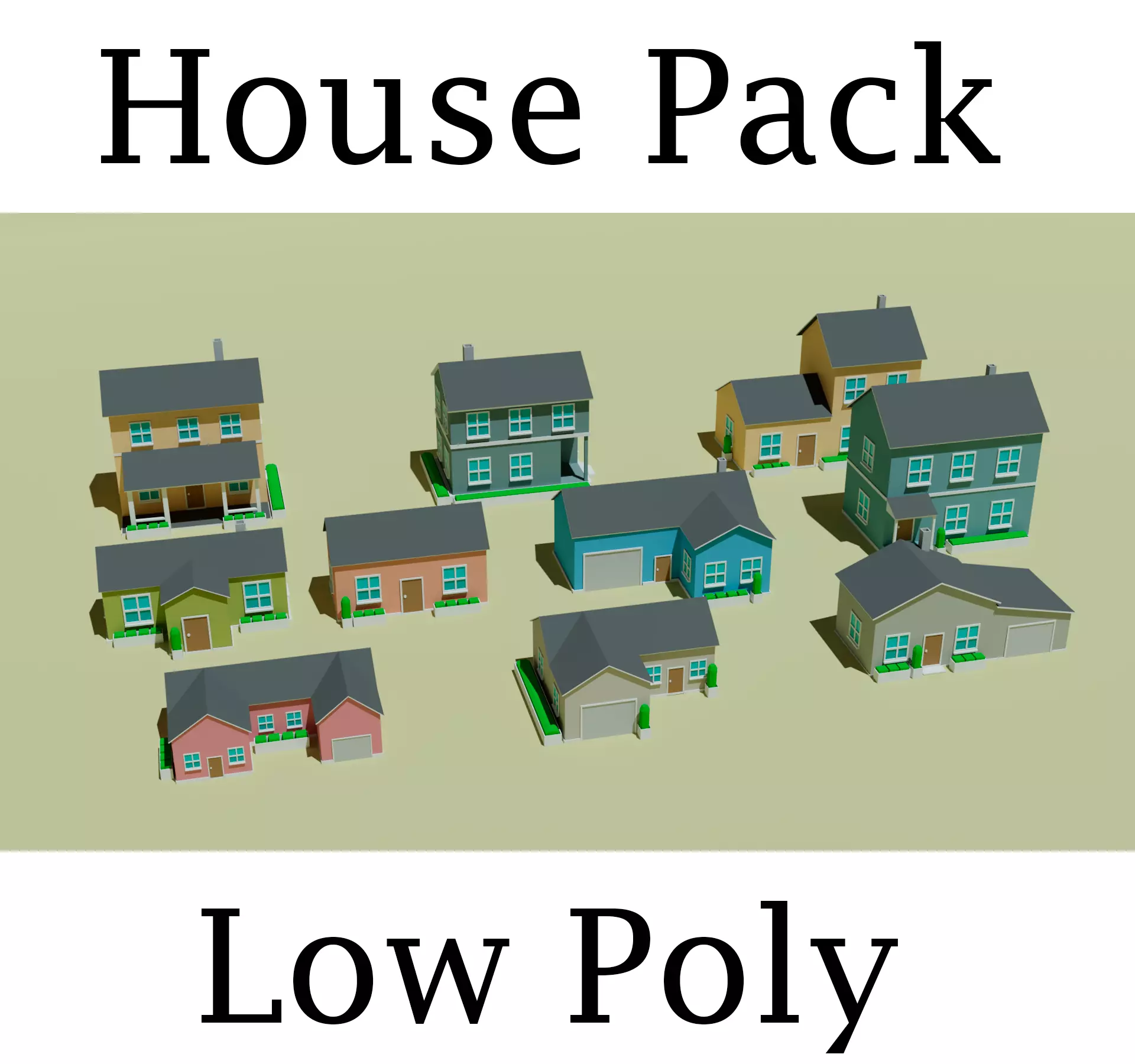 10 House Pack Low Poly  Low-poly 3D model_0