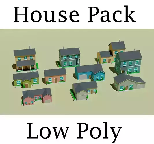 10 House Pack Low Poly 