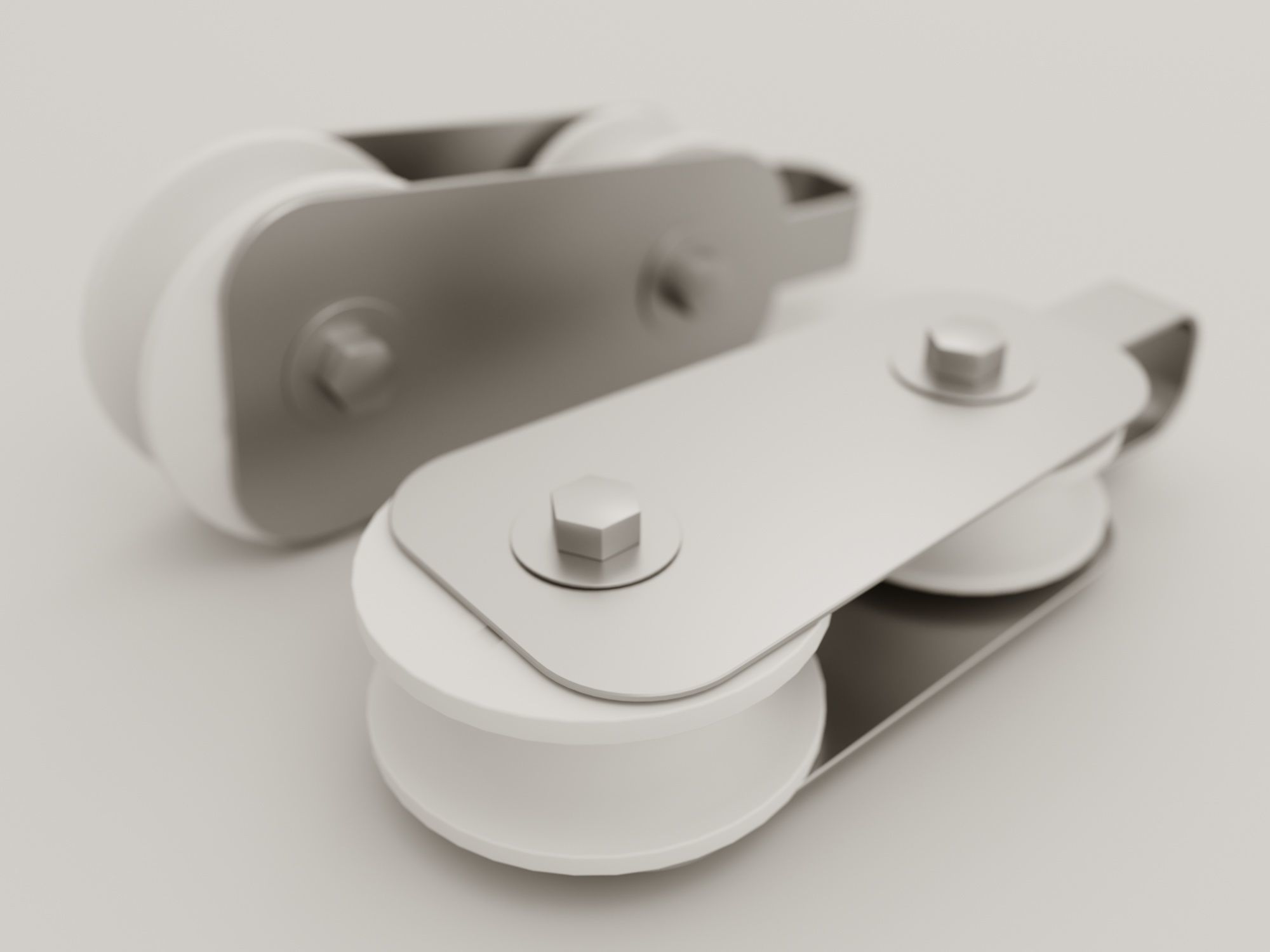 block two stainless steel pulleys 3D model_1