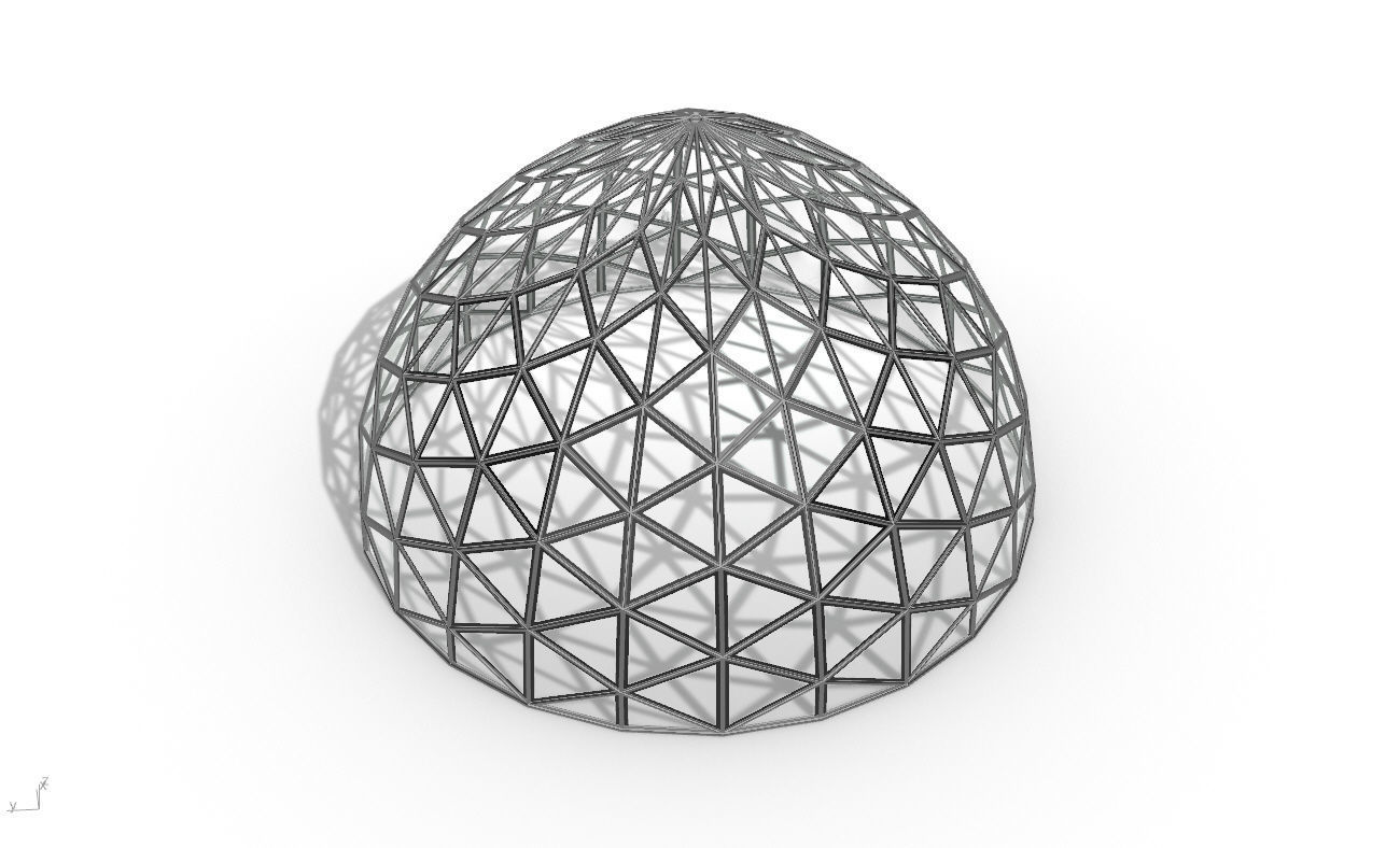 Triangulated Dome Pavilion wireframe structure Glass Panels V3 3D model_29
