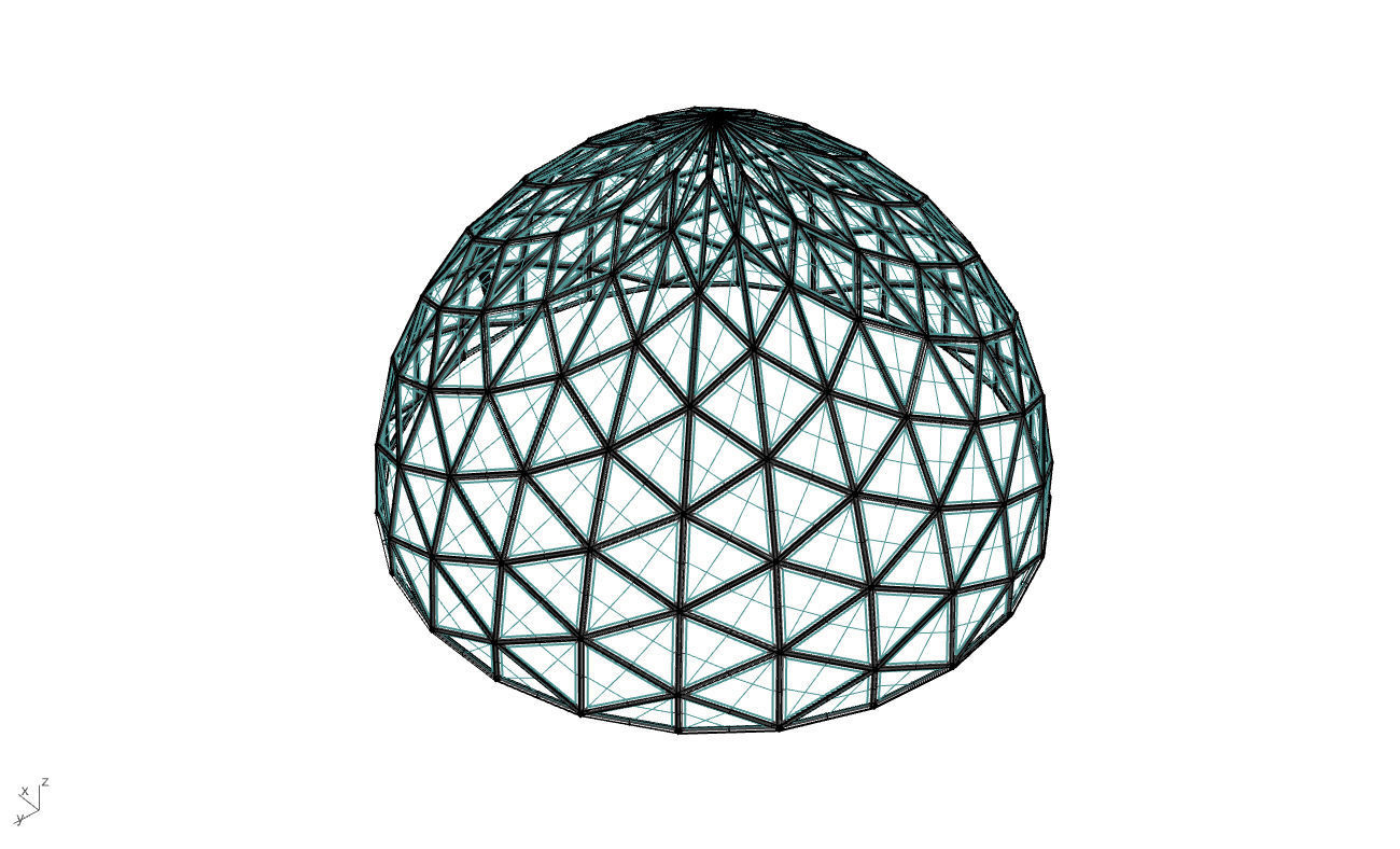 Triangulated Dome Pavilion wireframe structure Glass Panels V3 3D model_67